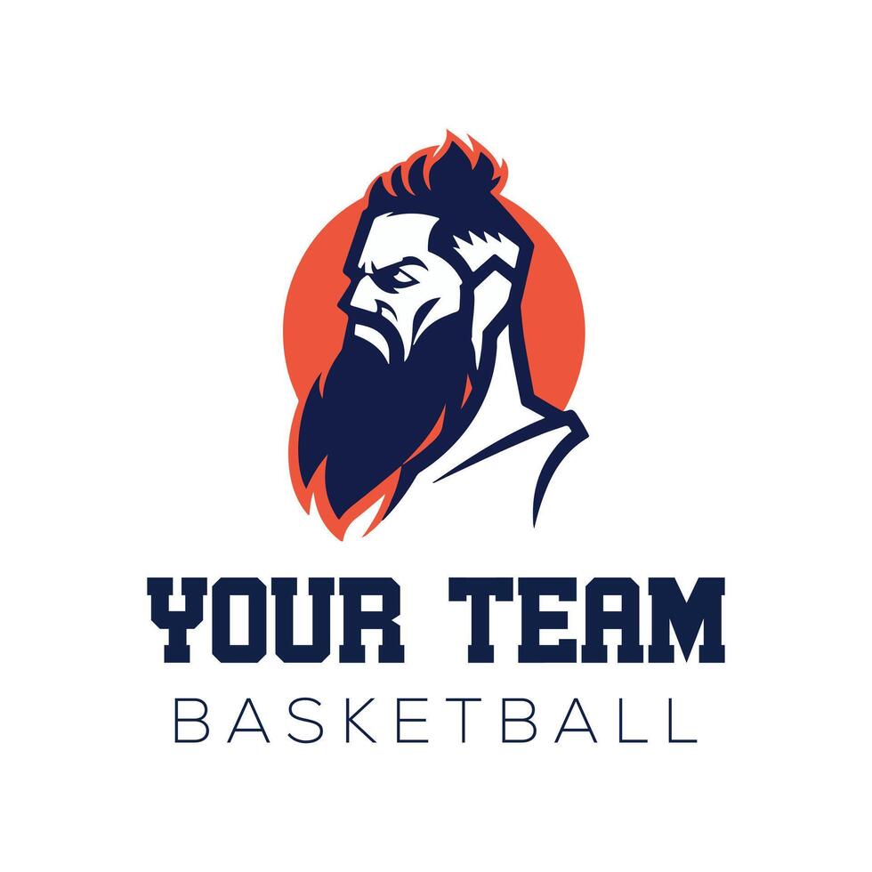 A bearded man with a basketball logo vector