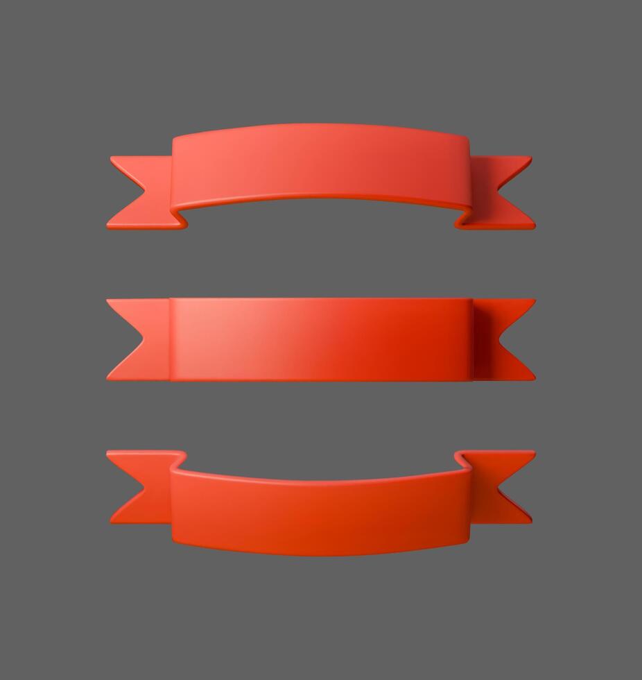 Set 3D illustration of red ribbons. Perfect for decorating designs, promotional banners, gift wrapping, holiday cards, and certificates. Adds style and emphasis to any project vector