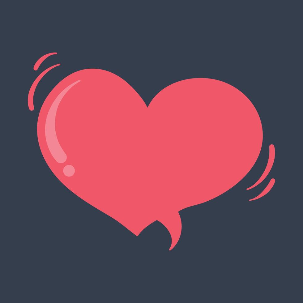 red blank love shape chat bubble in flat design. vector