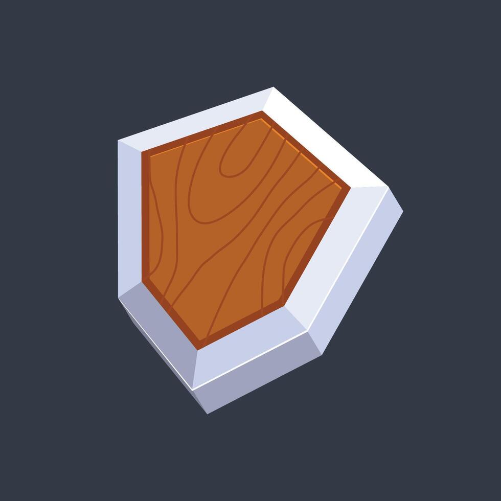 wooden steel shield in flat design. vector