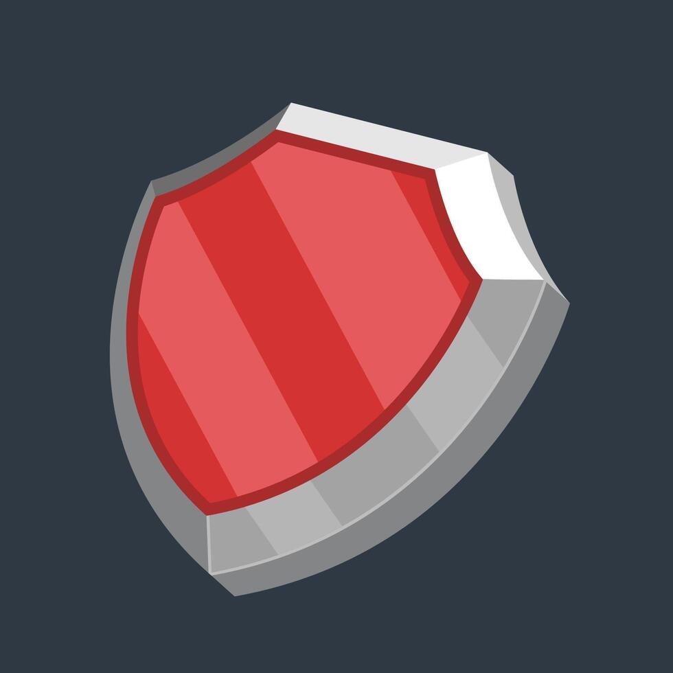 red shield in flat design. vector