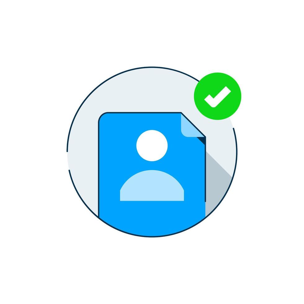 illustration of a document with a green checkmark symbol, representing successful account creation vector