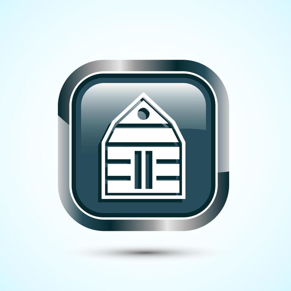 Farming Barn Icon Design Illustration, Farm and Agriculture Barn Sign, Gray Color Square Button Design vector