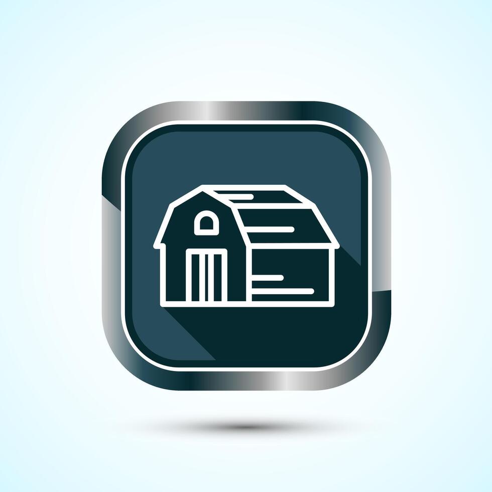 Farming Barn Icon Design Illustration, Farm and Agriculture Barn Sign, Gray Shadow Button Design vector