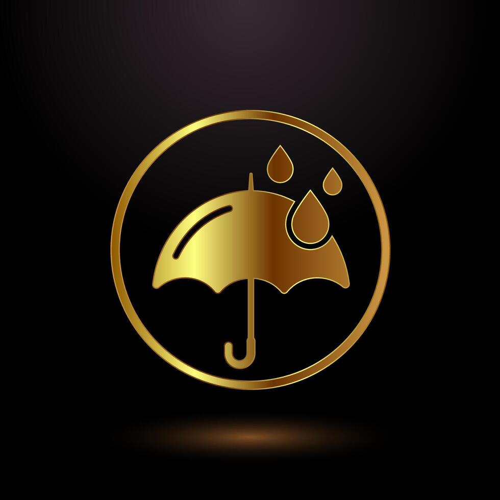 Stylish Gold Umbrella Icon Design for Premium Projects vector