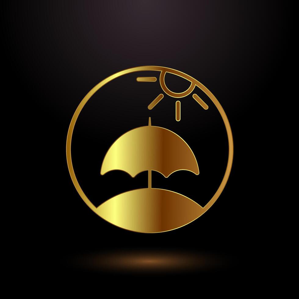 Sophisticated Gold Umbrella Icon Design, Luxury Illustration vector