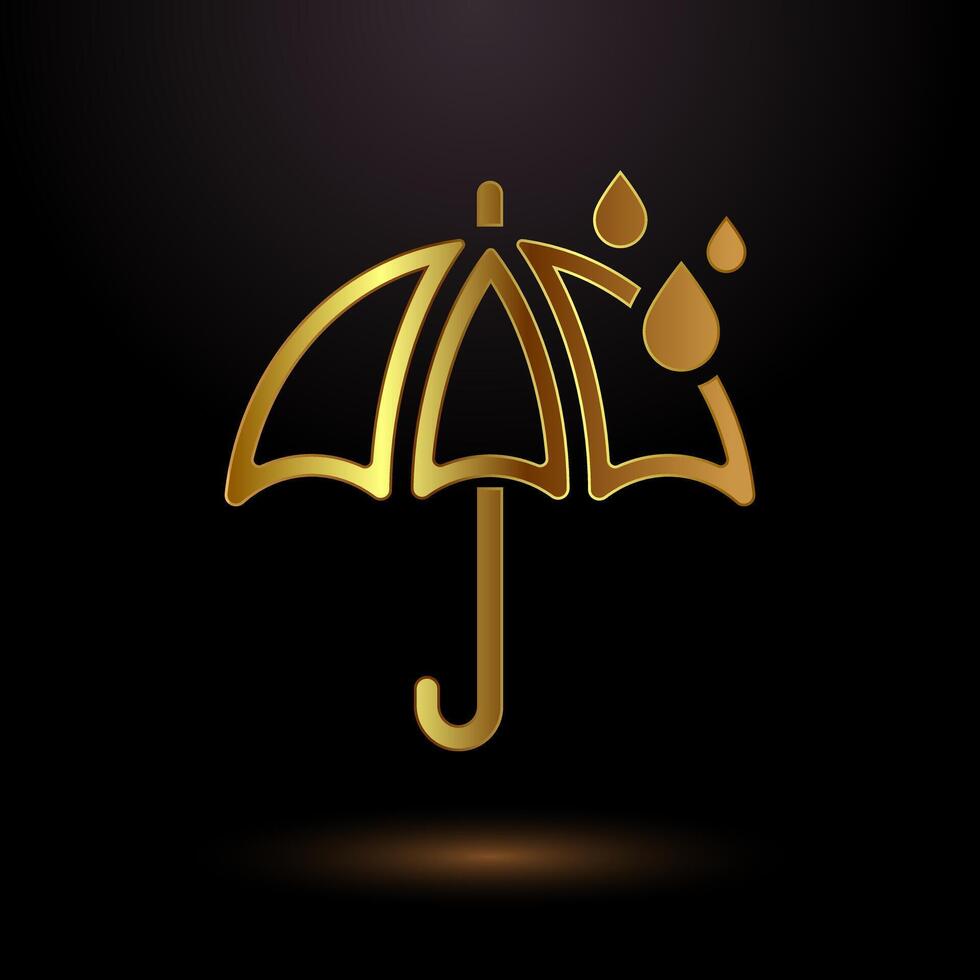 Classic Gold Tone Umbrella Icon vector