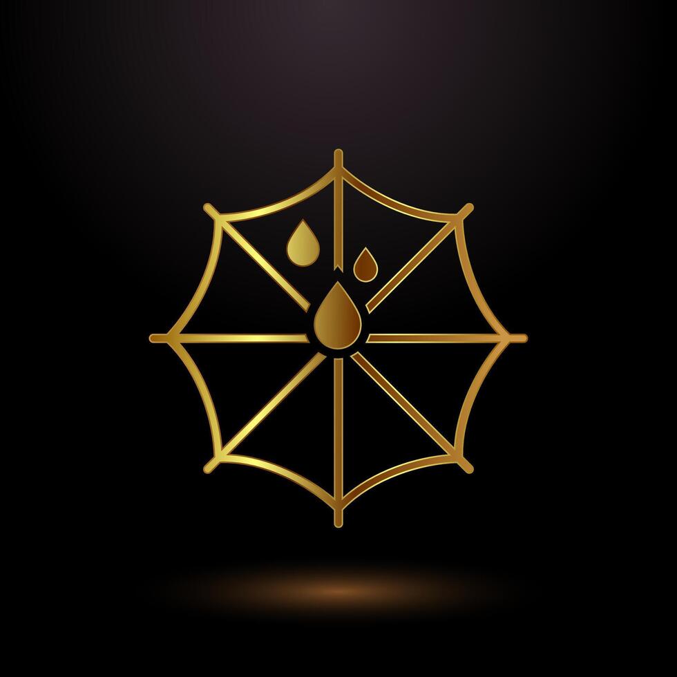 Luxurious Umbrella Icon in Gold vector