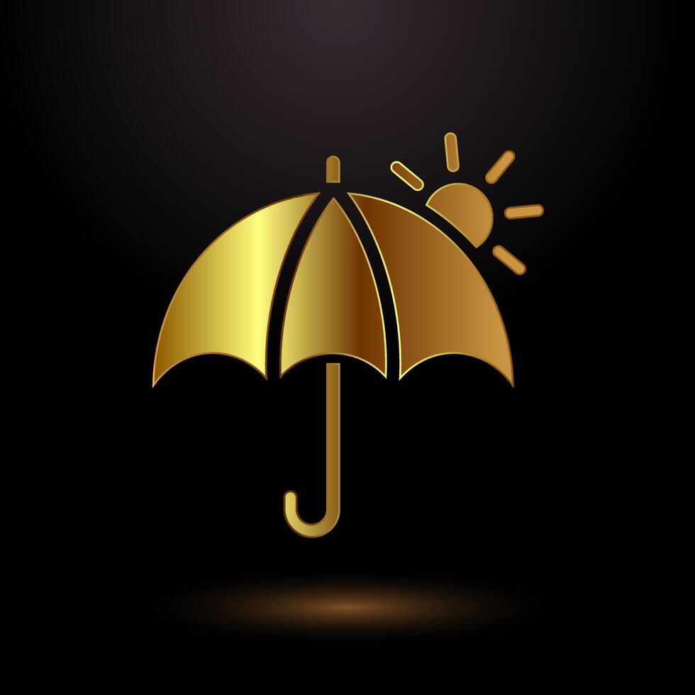 Elegant Gold Umbrella Icon vector
