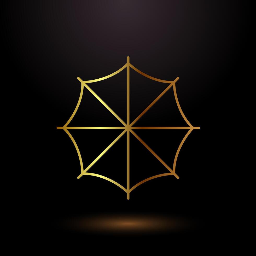 Umbrella icon design illustration in gold color style vector