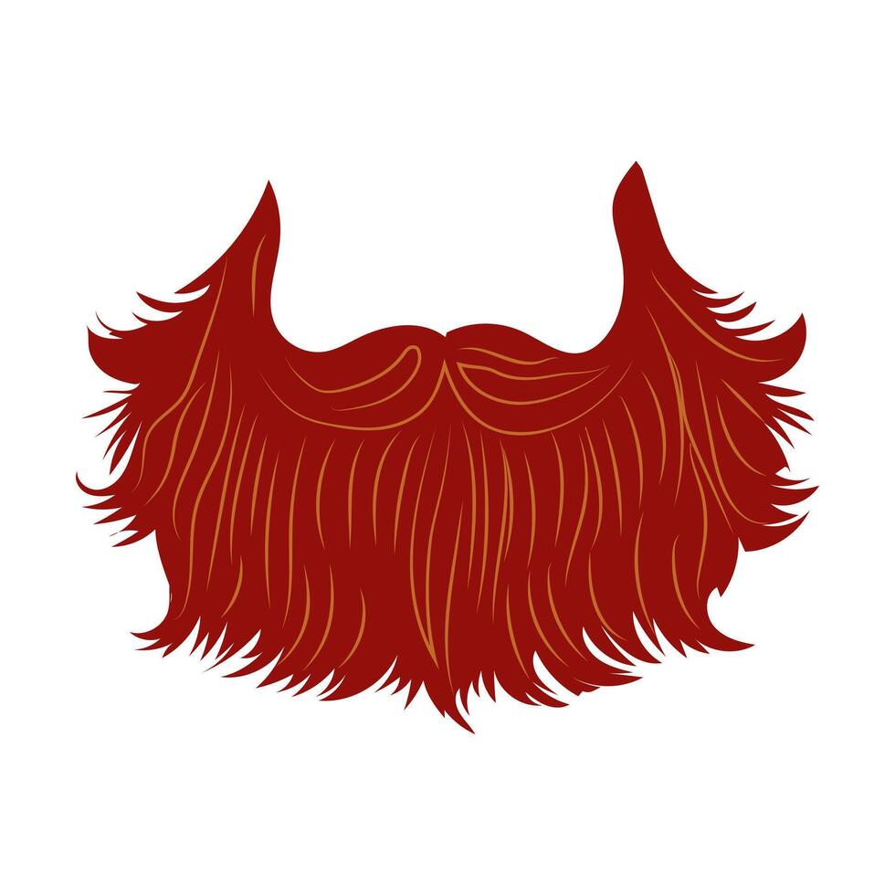 Christmas brown beard with moustache in flat design. Face mask for holiday. illustration isolated. vector