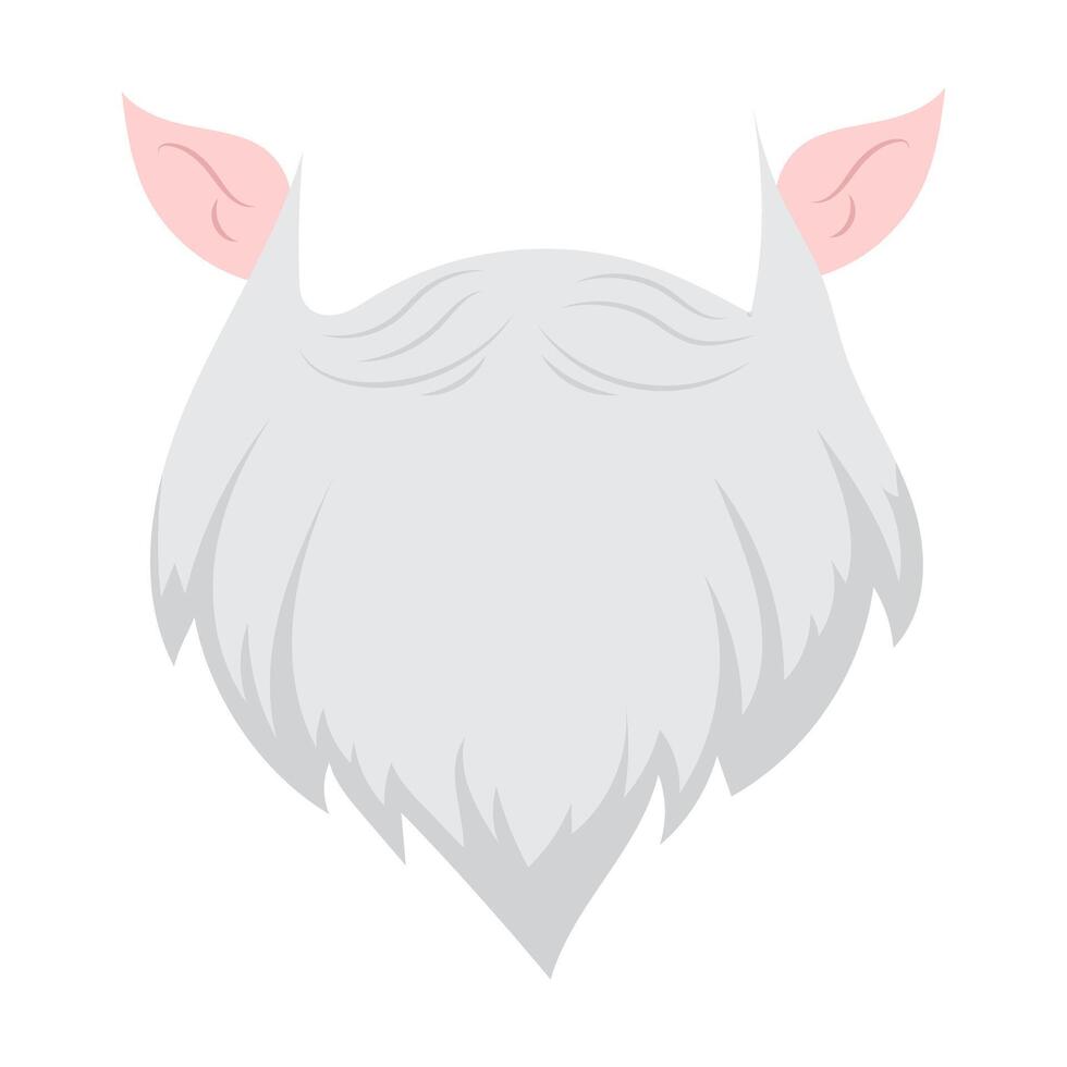 Christmas beard mask with elf ears in flat design. Carnival hat and face mask. illustration isolated. vector
