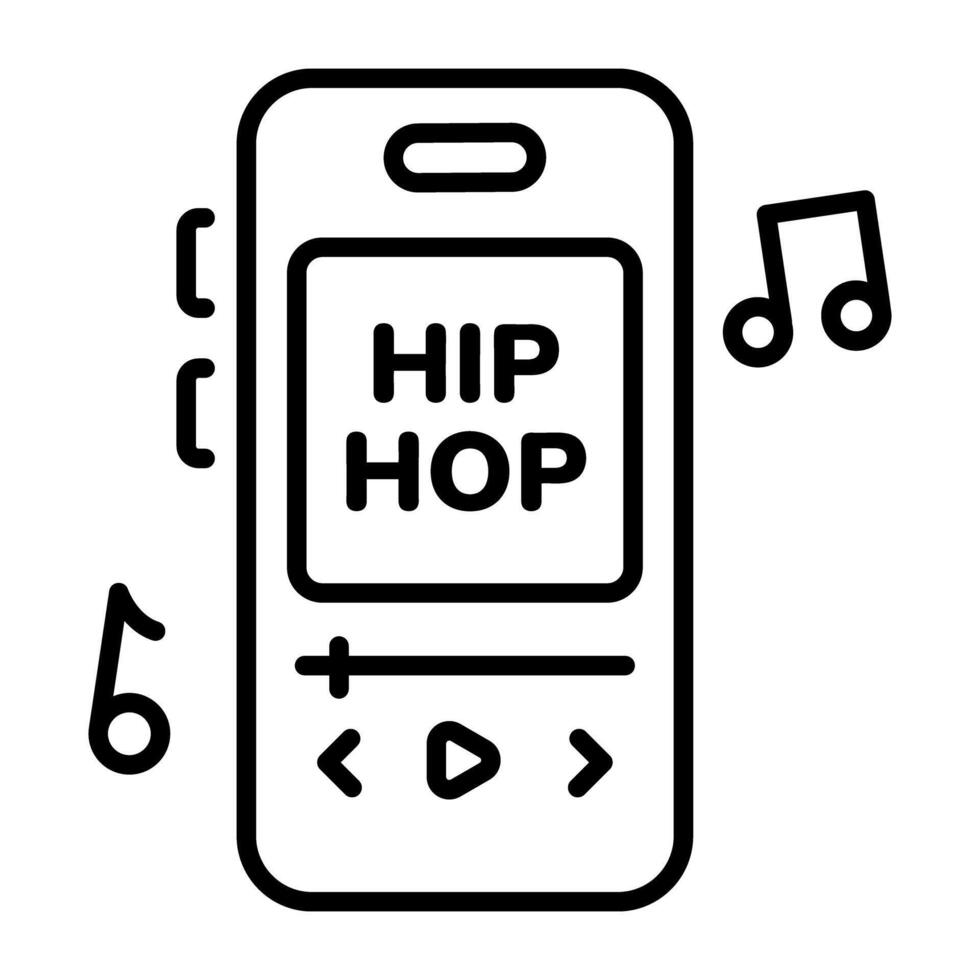 Music app playing a hip hop song, line style icon vector