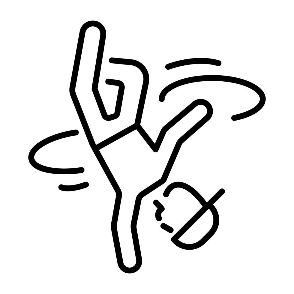 A linear icon of a breakdancer performing a spin move vector