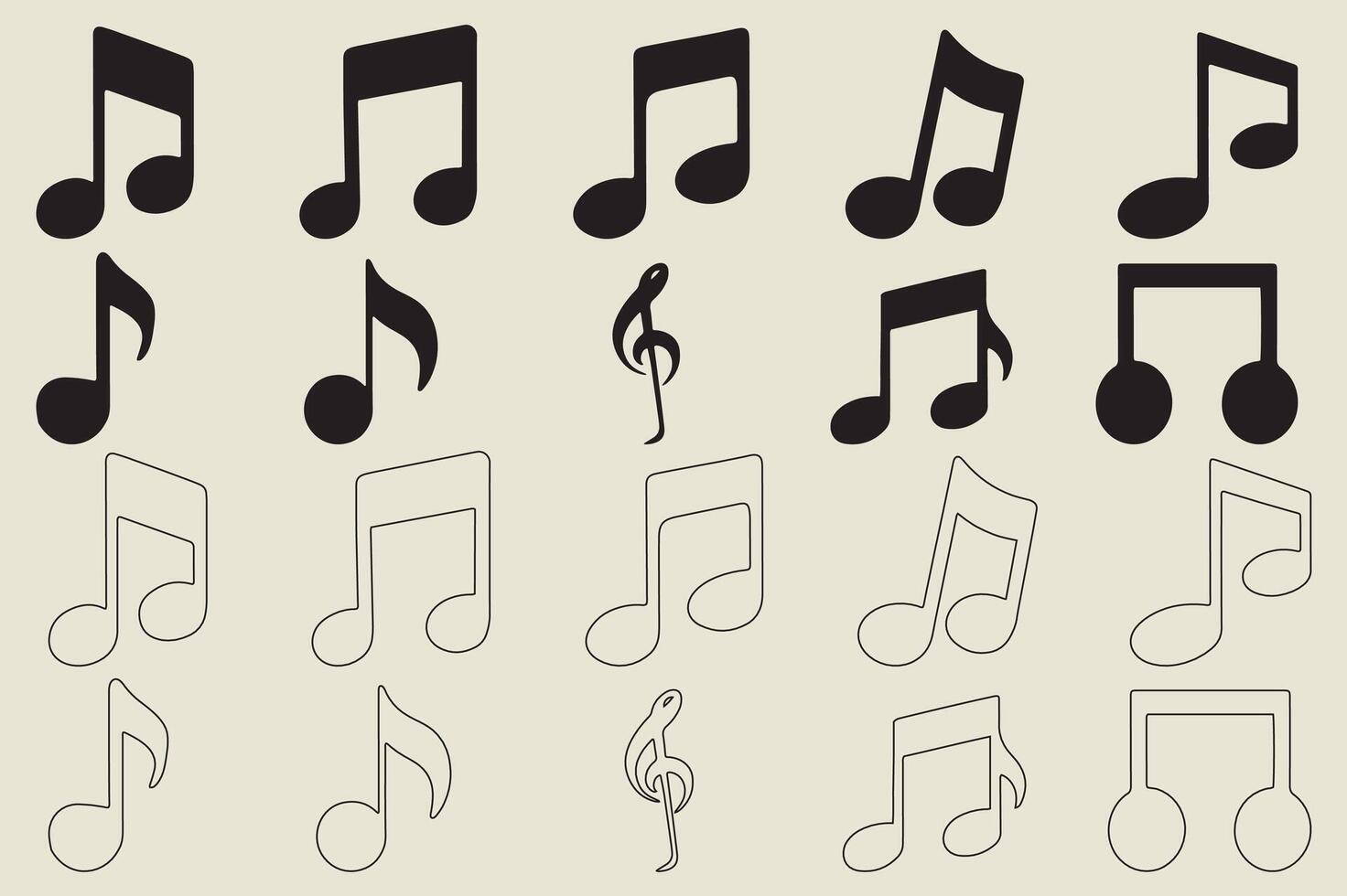 Different music icon set with outline vector