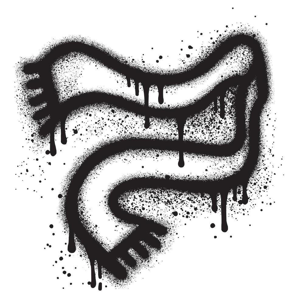 Knitted scarf graffiti with black spray paint. vector