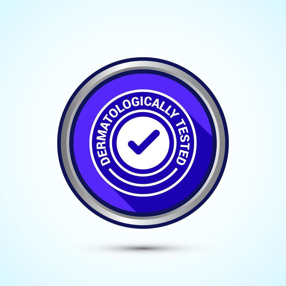 Dermatologically tested icon design, dermatology test and dermatologist clinic icon, Blue Shadow Button Design vector