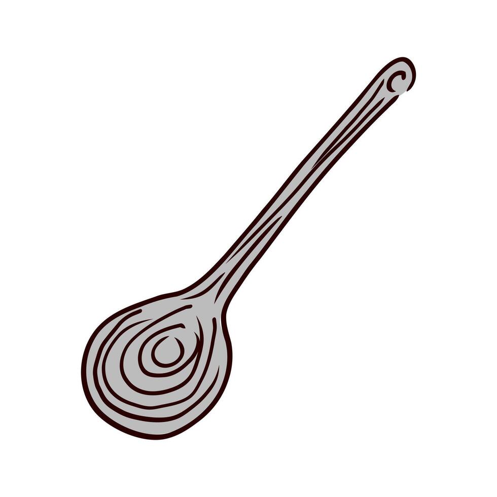 Metal spoon in top view in flat design. Tablespoon for coffee or tea drinks. illustration isolated. vector