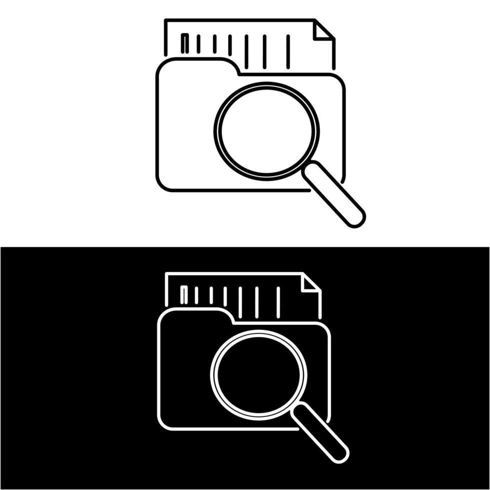 A magnifying glass and a folder icon vector