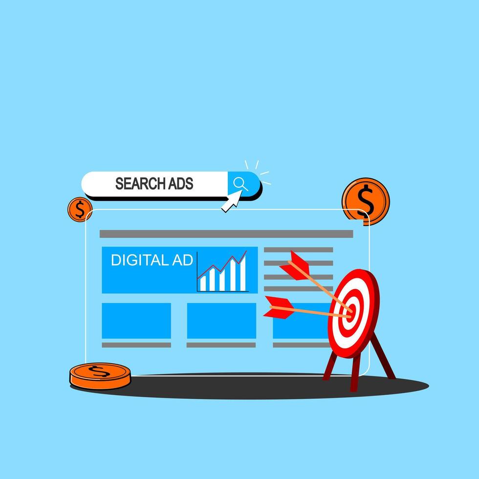 A target with arrows and a digital ad on it vector