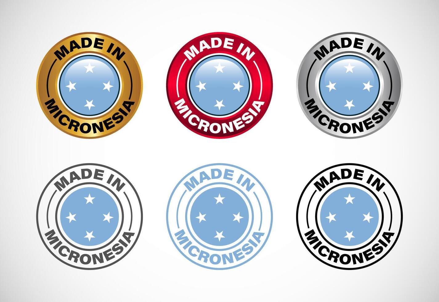 Made in Micronesia label icon with flag. Icon set for business, badge, seal, sticker, logo, and symbol vector