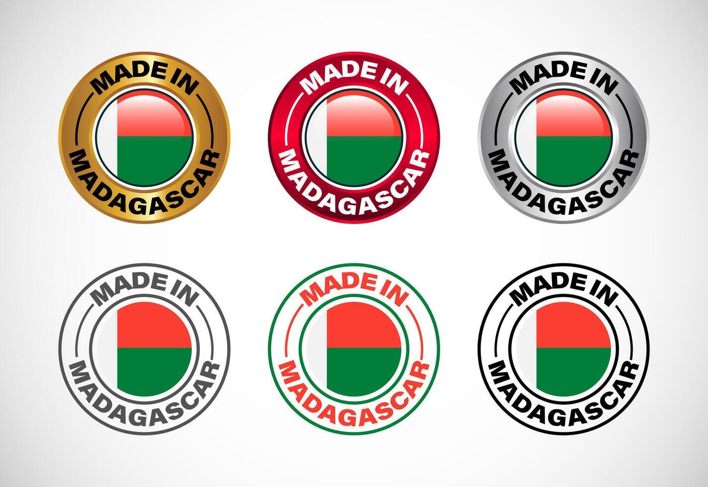 Made in Madagascar label icon with flag. Icon set for business, badge, seal, sticker, logo, and symbol vector