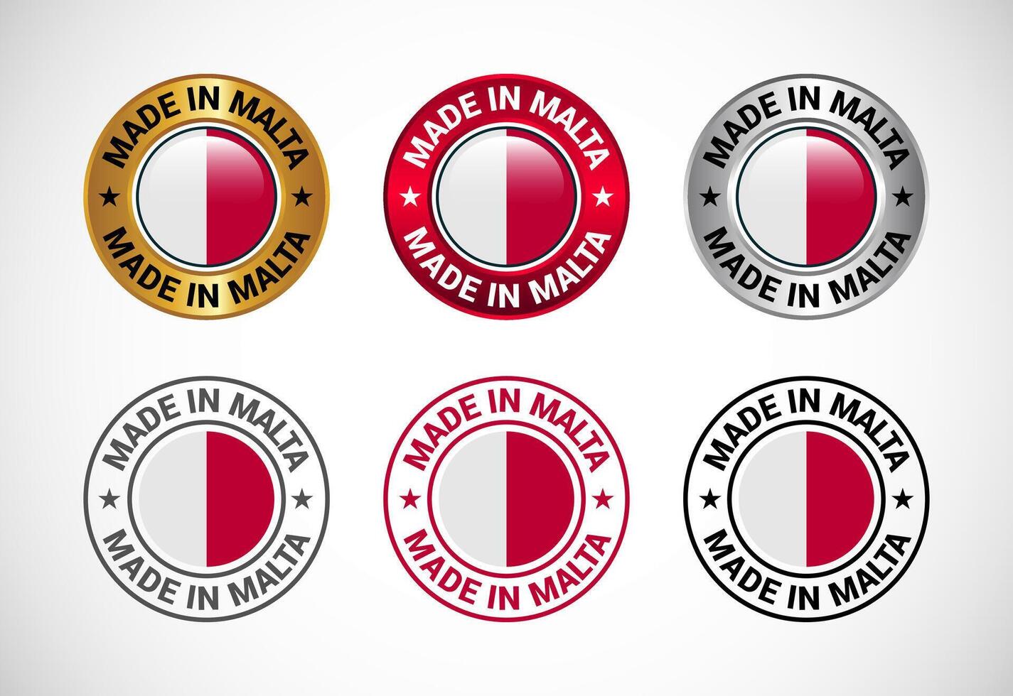 Made in Malta label icon with flag. Icon set for business, badge, seal, sticker, logo, and symbol vector