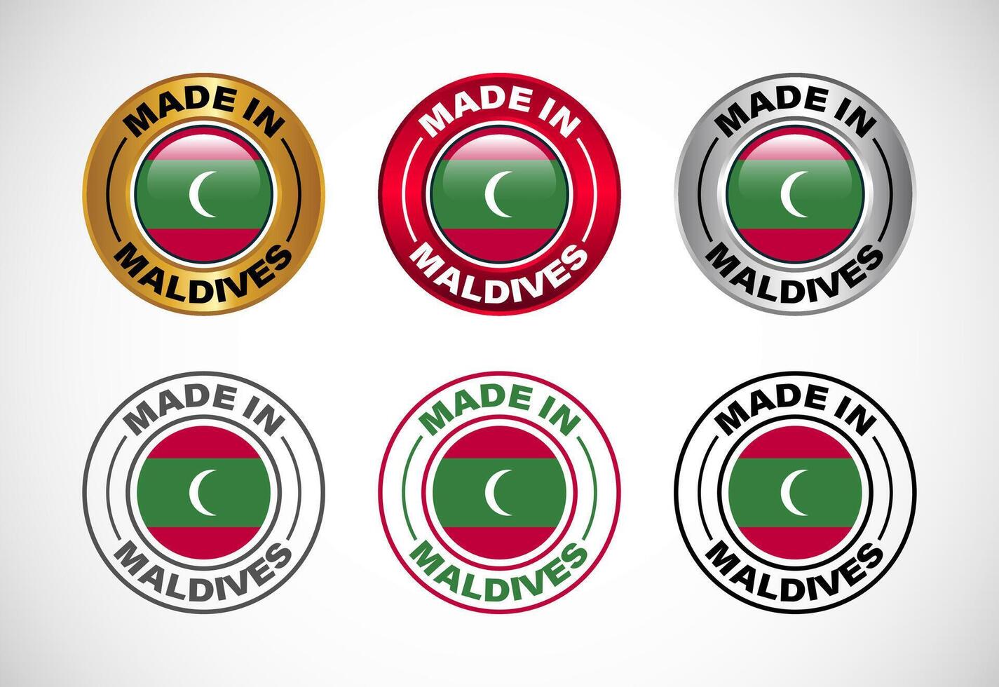 Made in Maldives label icon with flag. Icon set for business, badge, seal, sticker, logo, and symbol vector