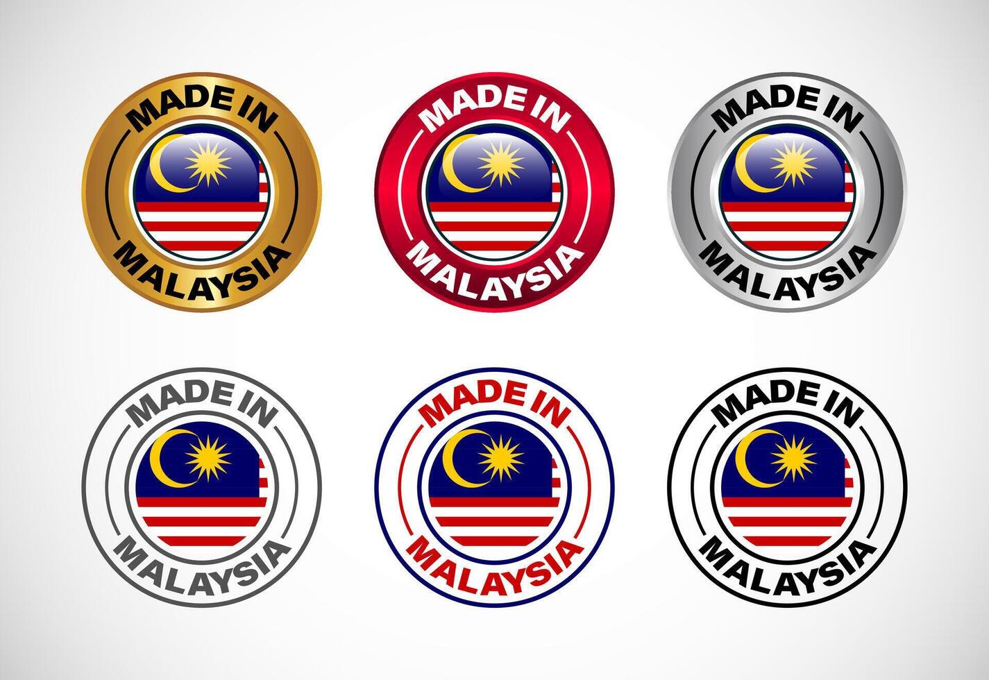 Made in Malaysia label icon with flag. Icon set for business, badge, seal, sticker, logo, and symbol vector
