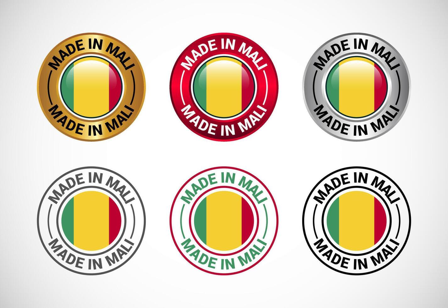 Made in Mali label icon with flag. Icon set for business, badge, seal, sticker, logo, and symbol vector