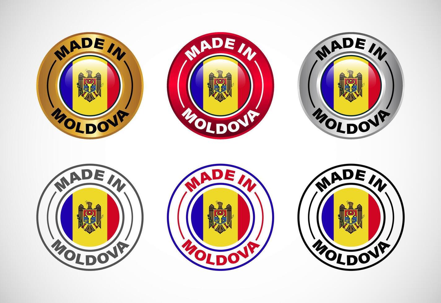 Made in Moldova label icon with flag. Icon set for business, badge, seal, sticker, logo, and symbol vector