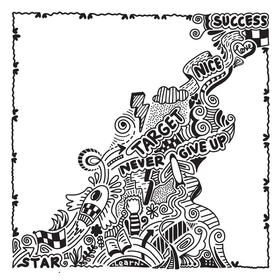 Hand drawn creative art doodle frame design concept, business concept illustration and it can also be for wall graffiti art. vector