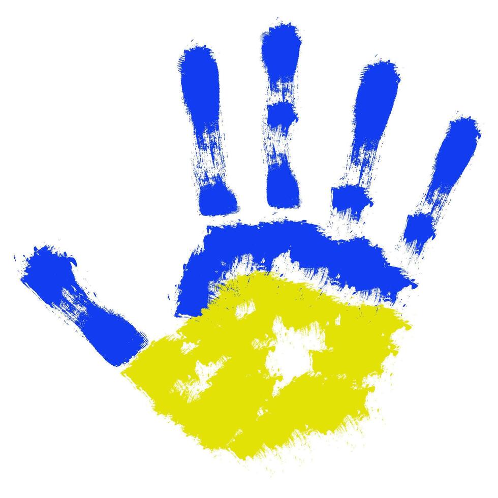 Handprint with the image of the flag of Ukraine. Handprint with the flag of Ukraine. EPS 10. vector