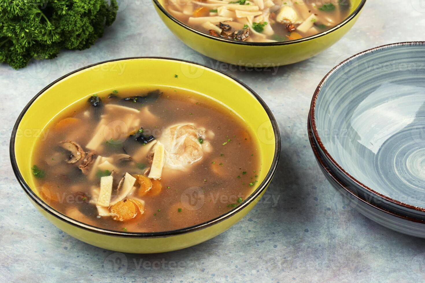 Bowl of chicken soup. photo