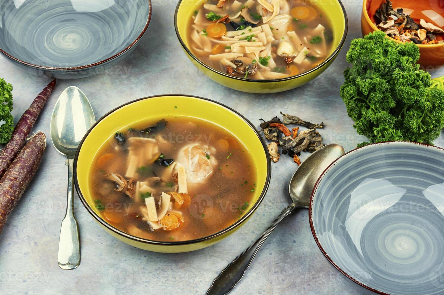 Bowl of chicken soup. photo