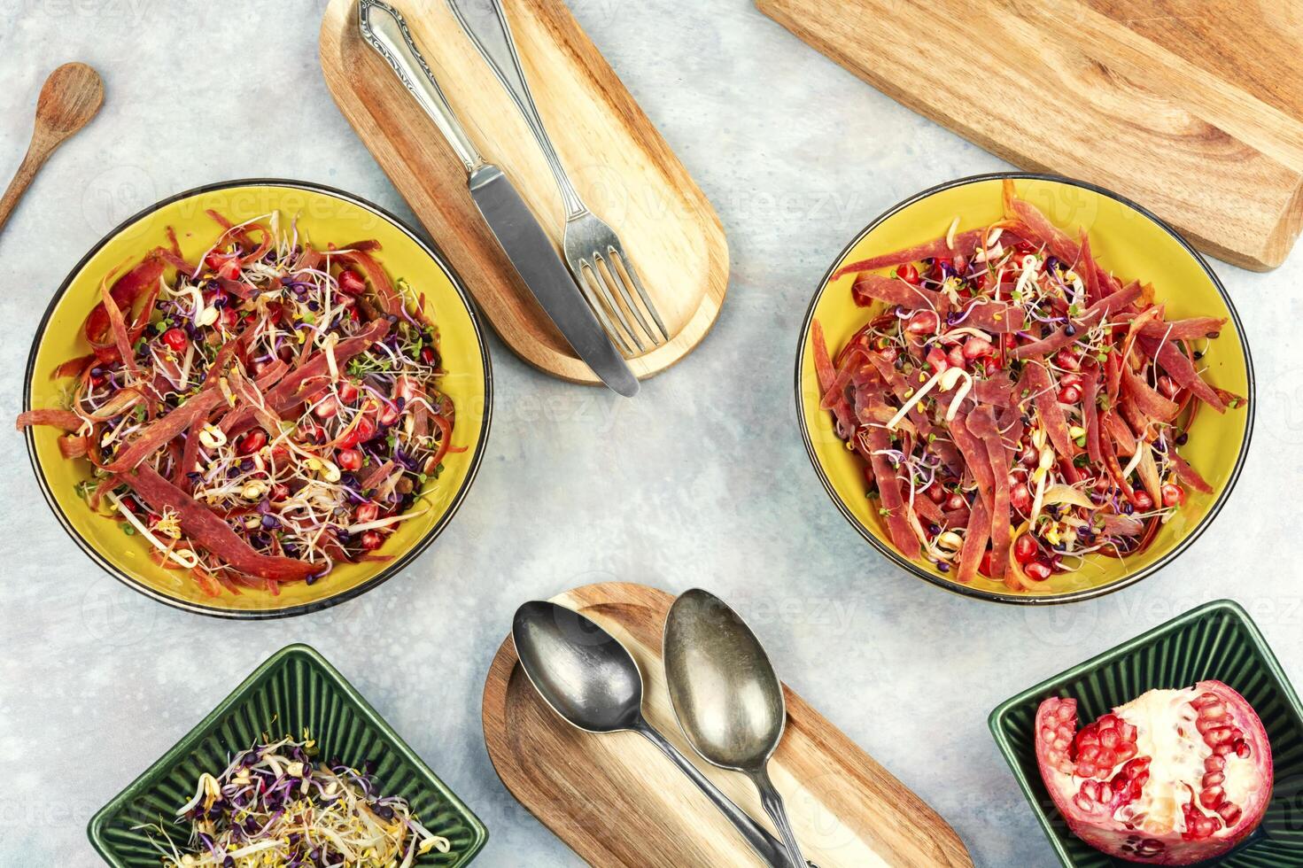 Sprouts and pomegranate salad. photo