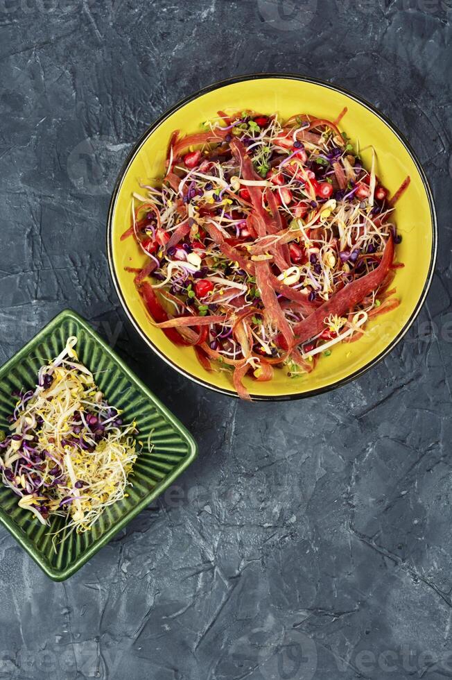 Sprouts and pomegranate salad. photo