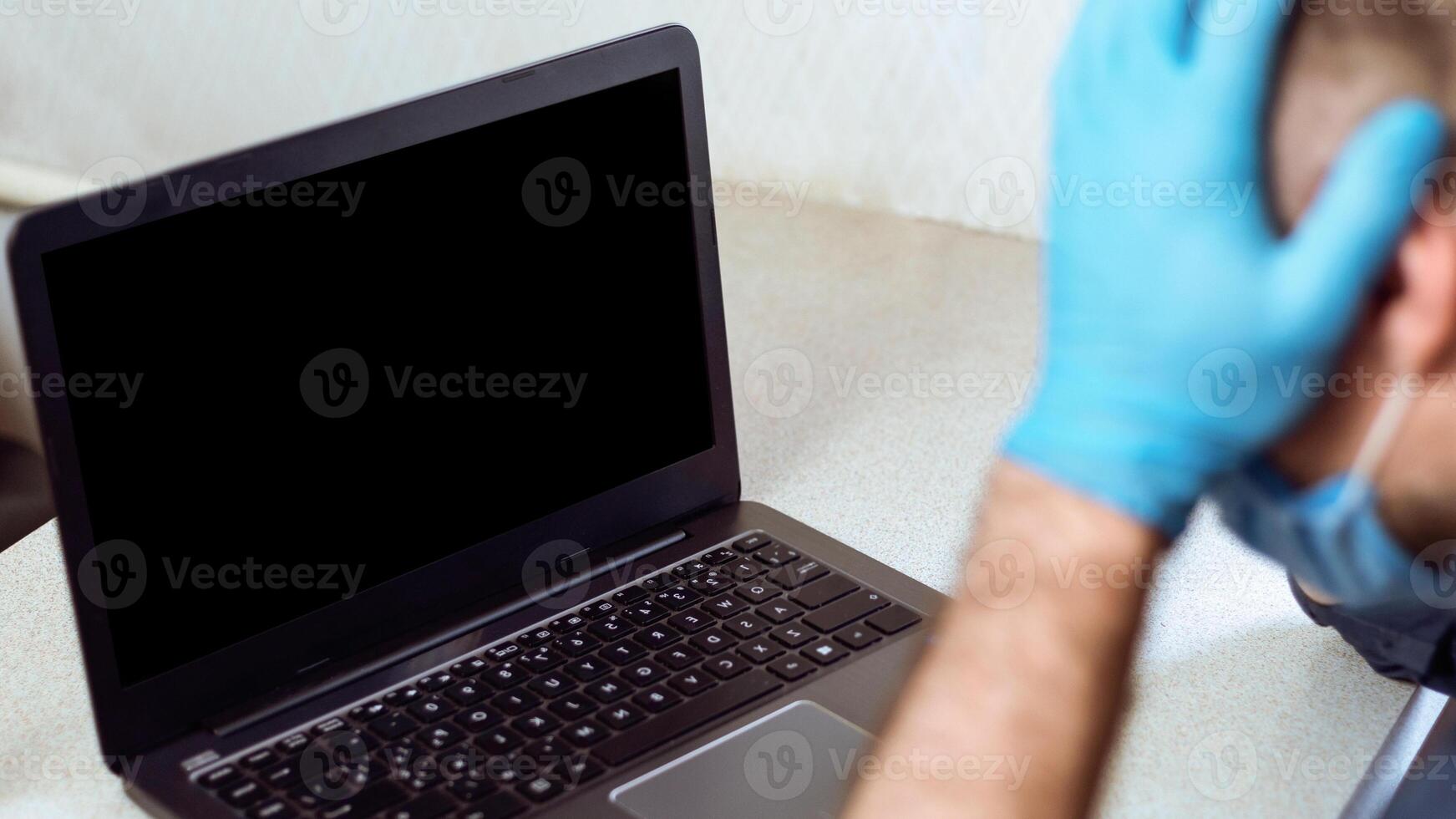 Coronacrisis Business Bankruptcy. Desperate Entrepreneur At Laptop Cupping Head In Hands In Despair At Home. Selective Focus photo