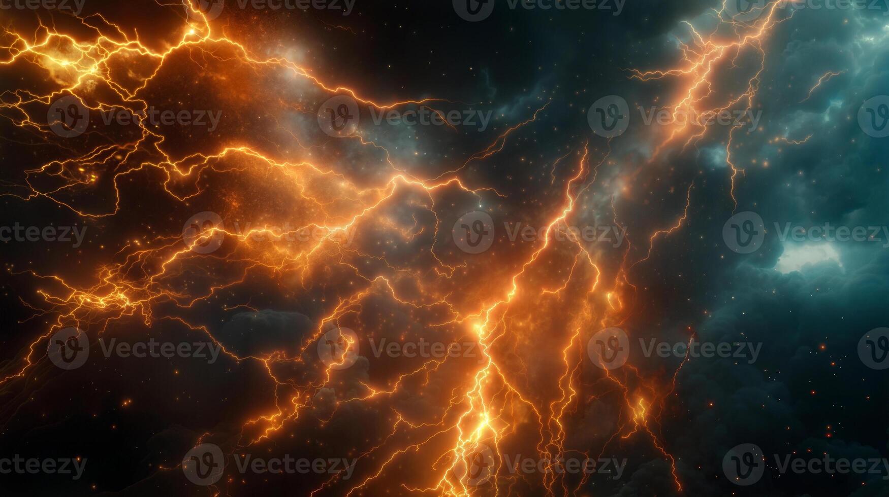 Lightning storm in the dark sky photo