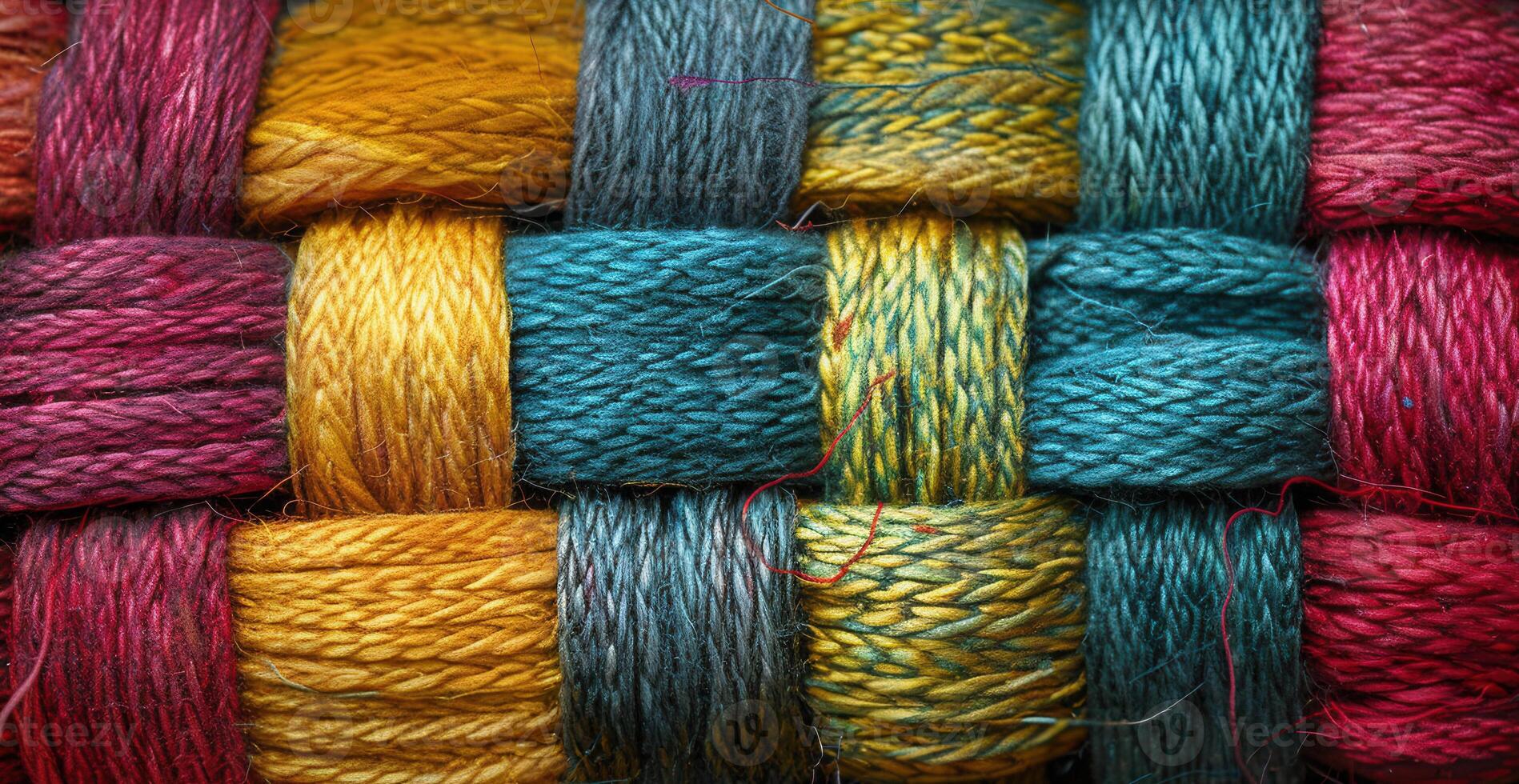 A close up of a basket of colorful yarn photo