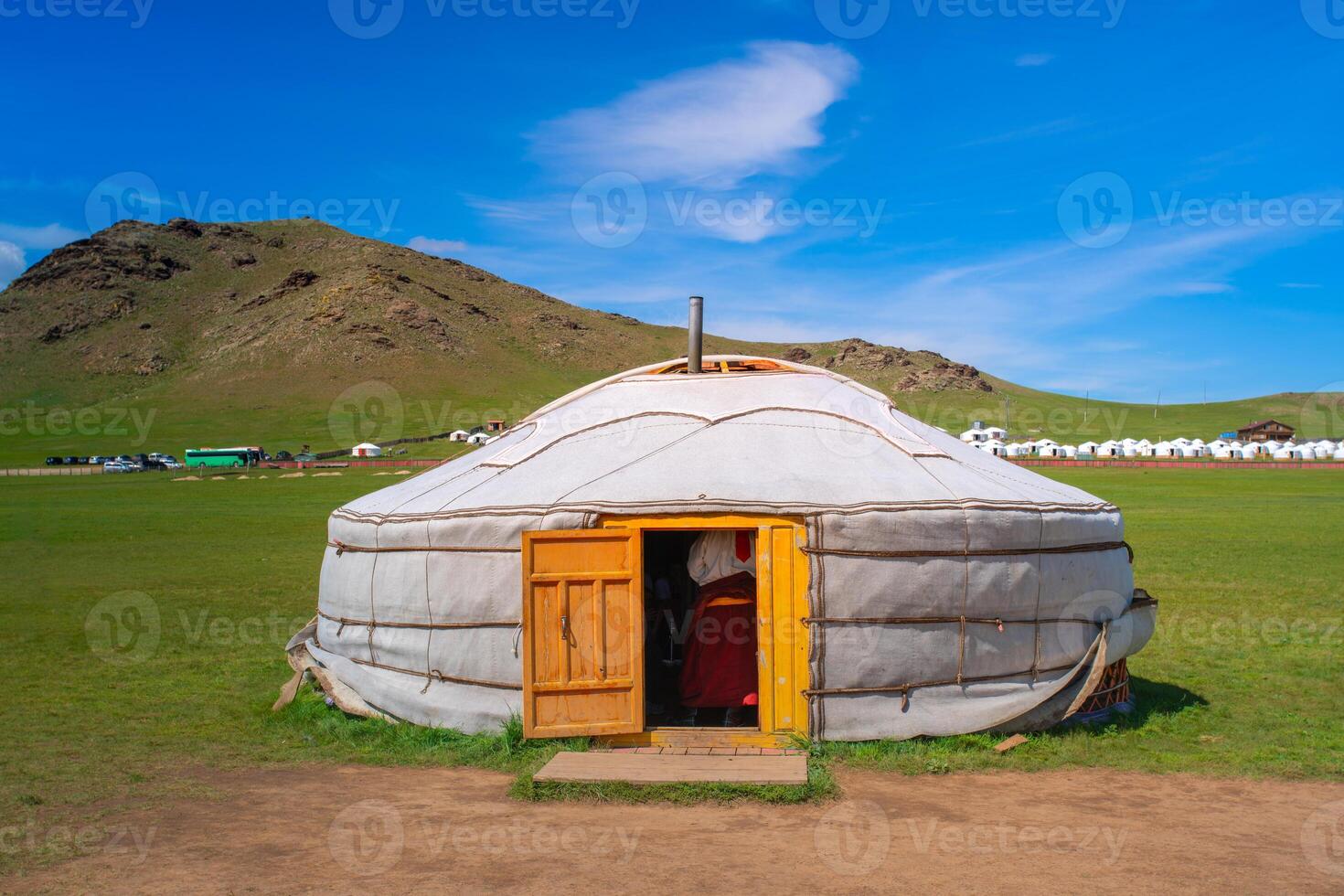 Authentic Mongol Nomad Show, demonstration of a traditional living way of real Mongolian nomads, an attractive for tourists in Mongolia photo
