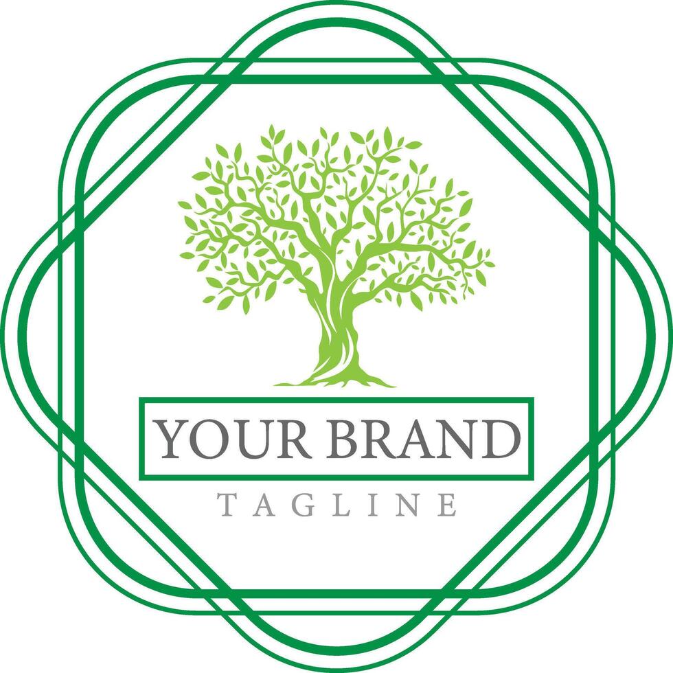 Root Of The Tree Logo Illustration of Life stamp seal logo design inspiration. vector