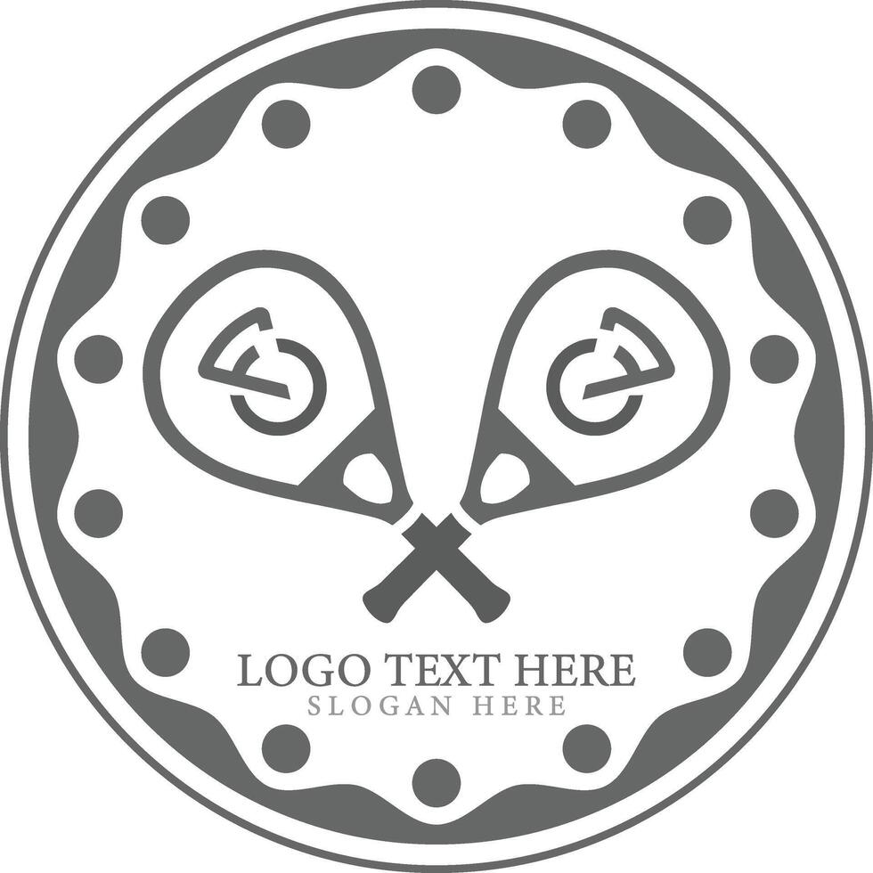 Pickleball silhouette club and icon illustration racket paddle logo. vector