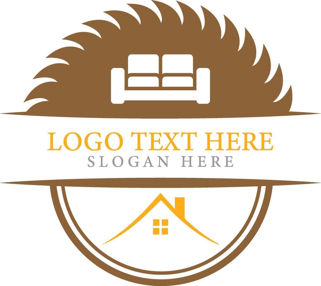 Saw Blade with home and sofa icon illustration design vector