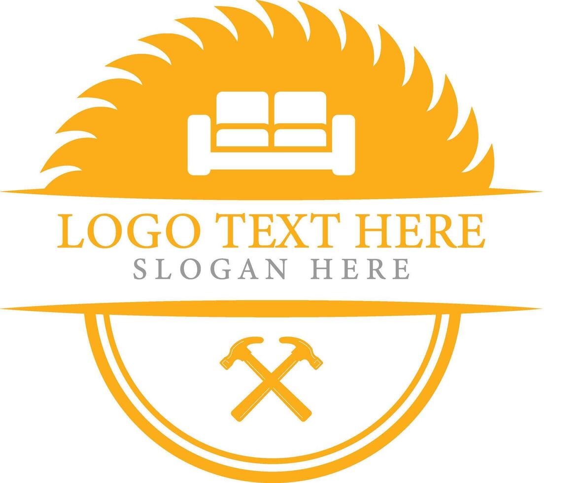 Saw Blade with hammer and sofa icon illustration design vector