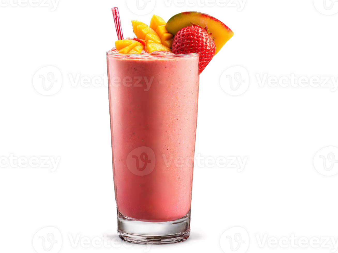Strawberry Mango Smoothie A tropical strawberry mango smoothie in a stylish glass topped with strawberry png