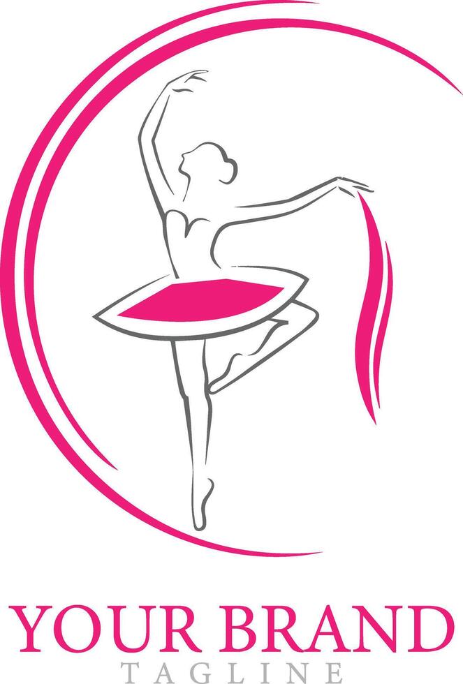 Dancing girl silhouette studio fitness running trainer colorful sport school icon and symbol logo. vector