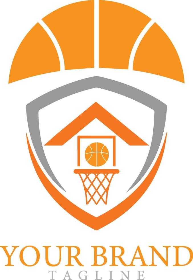 Basketball logo template simple style design Sport home illustration Vintage Retro inspiration. vector