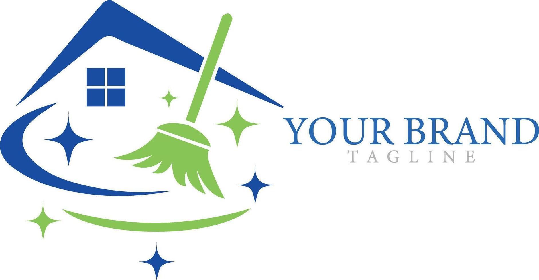 House wash logo template cleaning with broom Design Template illustration. vector