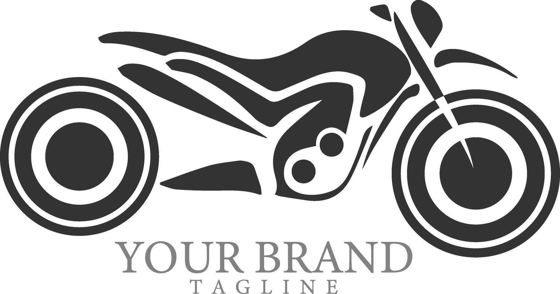 Motorcycle black silhouette illustration retro style logo. vector
